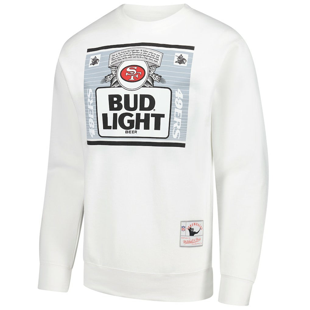 San Francisco 49ers x Bud Light The Crest Pullover Sweatshirt - White - Mitchell & Ness