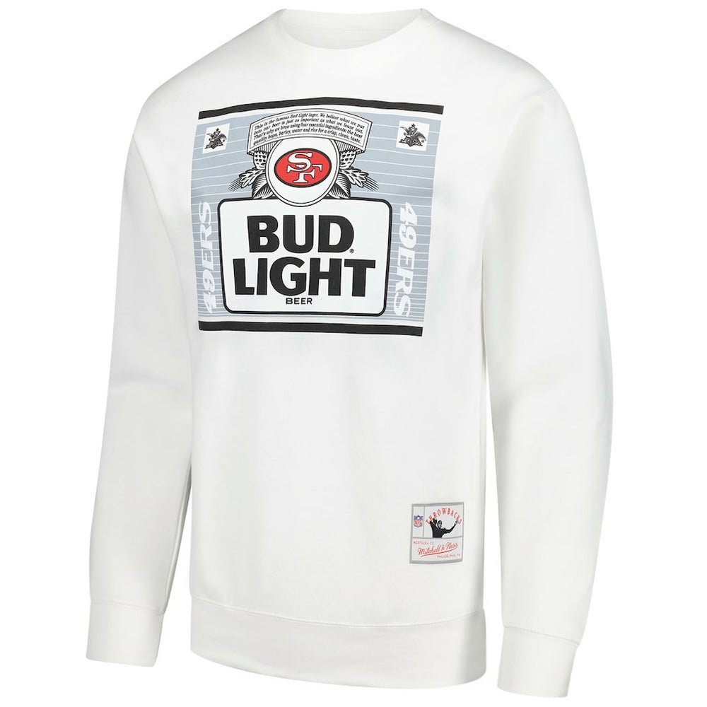 San Francisco 49ers x Bud Light The Crest Pullover Sweatshirt - White - Mitchell & Ness