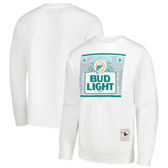 Miami Dolphins x Bud Light The Crest Pullover Sweatshirt - White - Mitchell & Ness