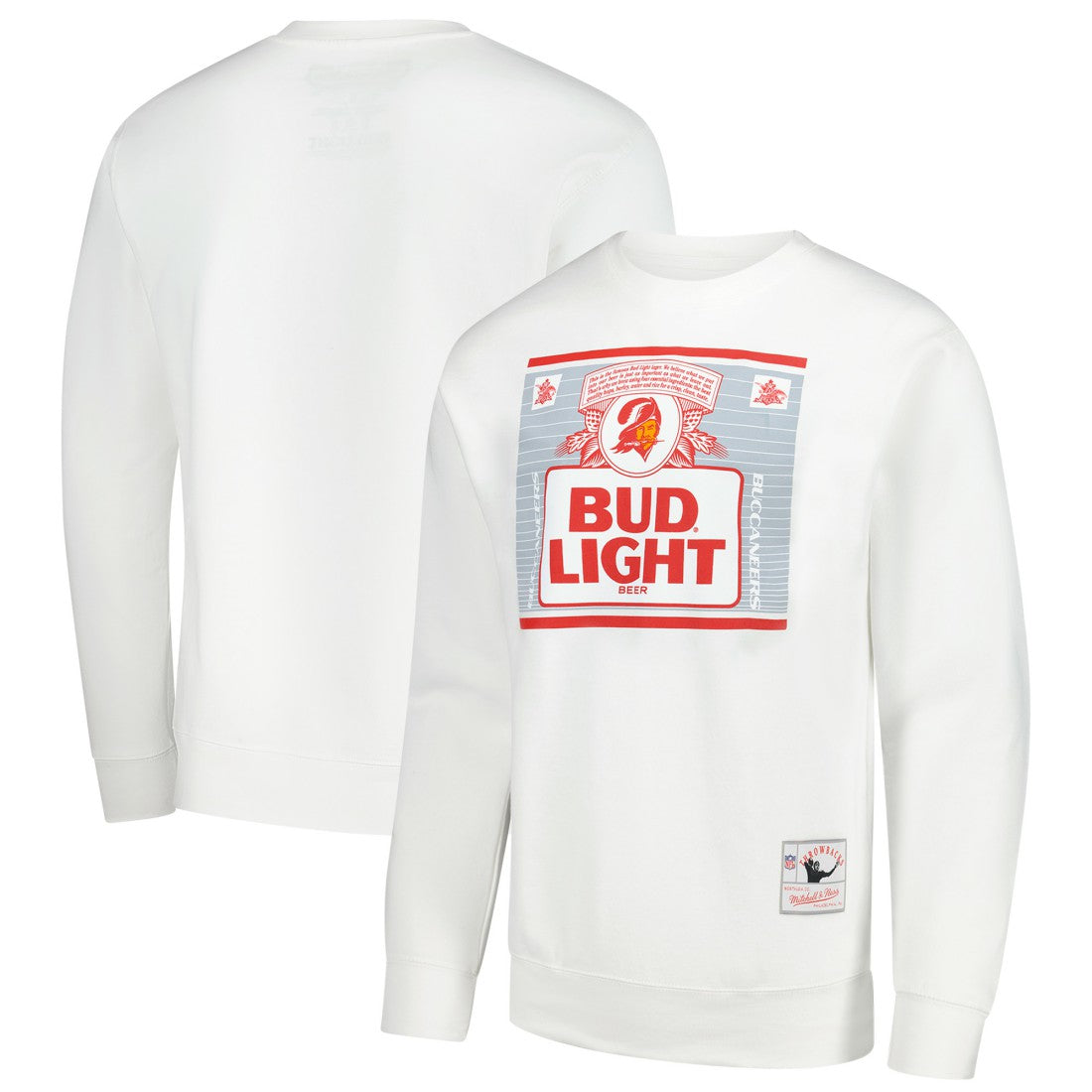 Tampa Bay Buccaneers x Bud Light The Crest Pullover Sweatshirt - White - Mitchell & Ness
