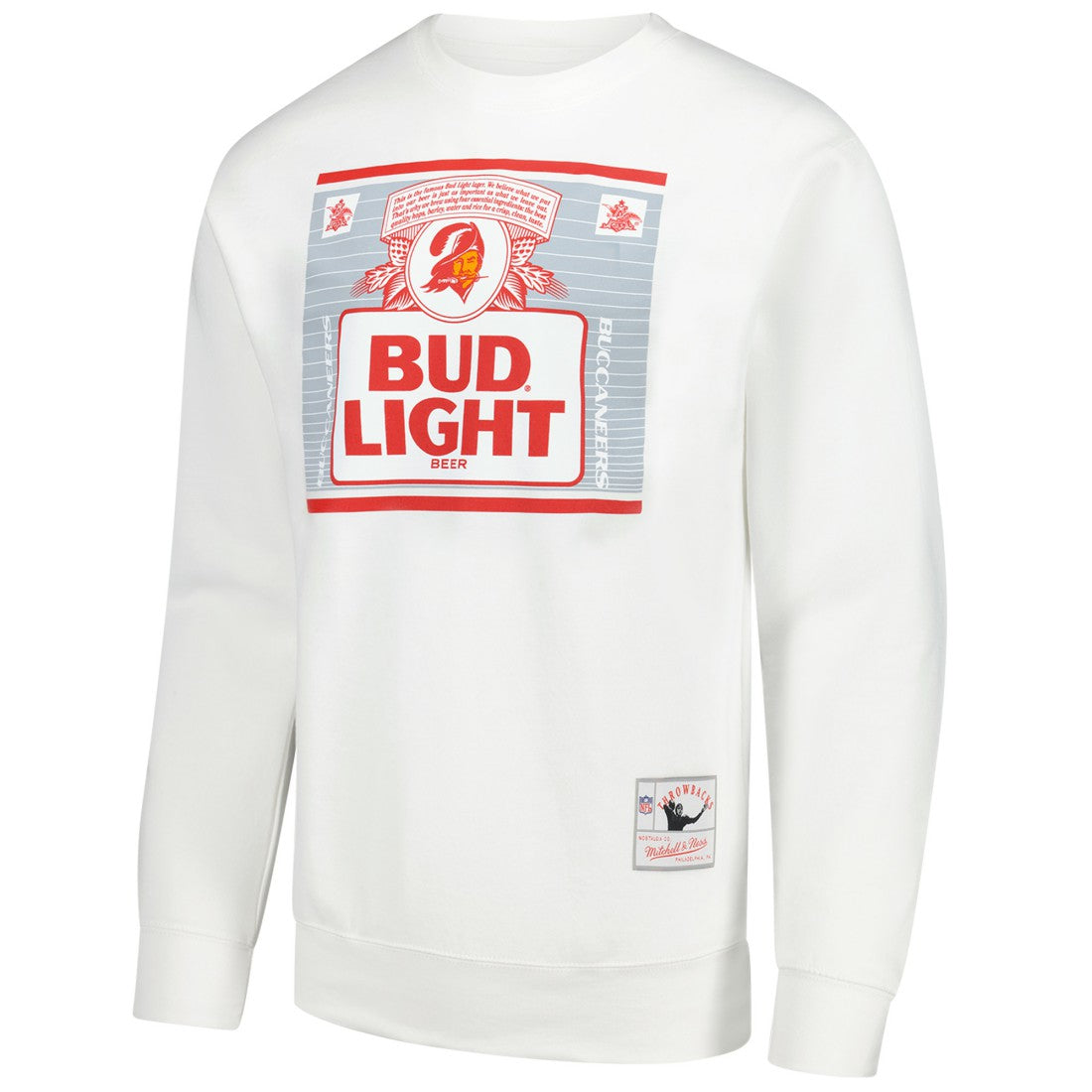 Tampa Bay Buccaneers x Bud Light The Crest Pullover Sweatshirt - White - Mitchell & Ness