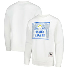Los Angeles Chargers x Bud Light The Crest Pullover Sweatshirt - White - Mitchell & Ness