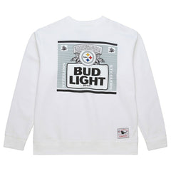 Pittsburgh Steelers x Bud Light The Crest Pullover Sweatshirt - White - Mitchell & Ness