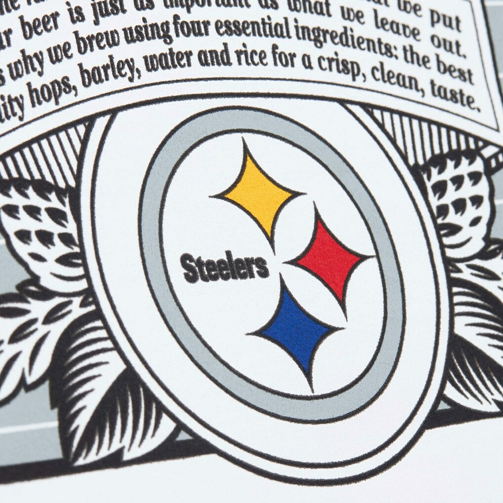 Pittsburgh Steelers x Bud Light The Crest Pullover Sweatshirt - White - Mitchell & Ness