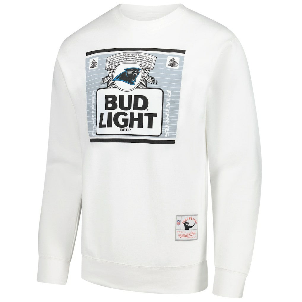 Carolina Panthers x Bud Light The Crest Pullover Sweatshirt - White - Mitchell & Ness
