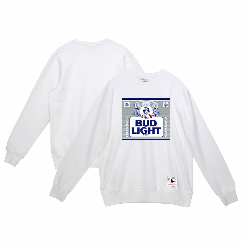 New England Patriots x Bud Light The Crest Pullover Sweatshirt - White - Mitchell & Ness