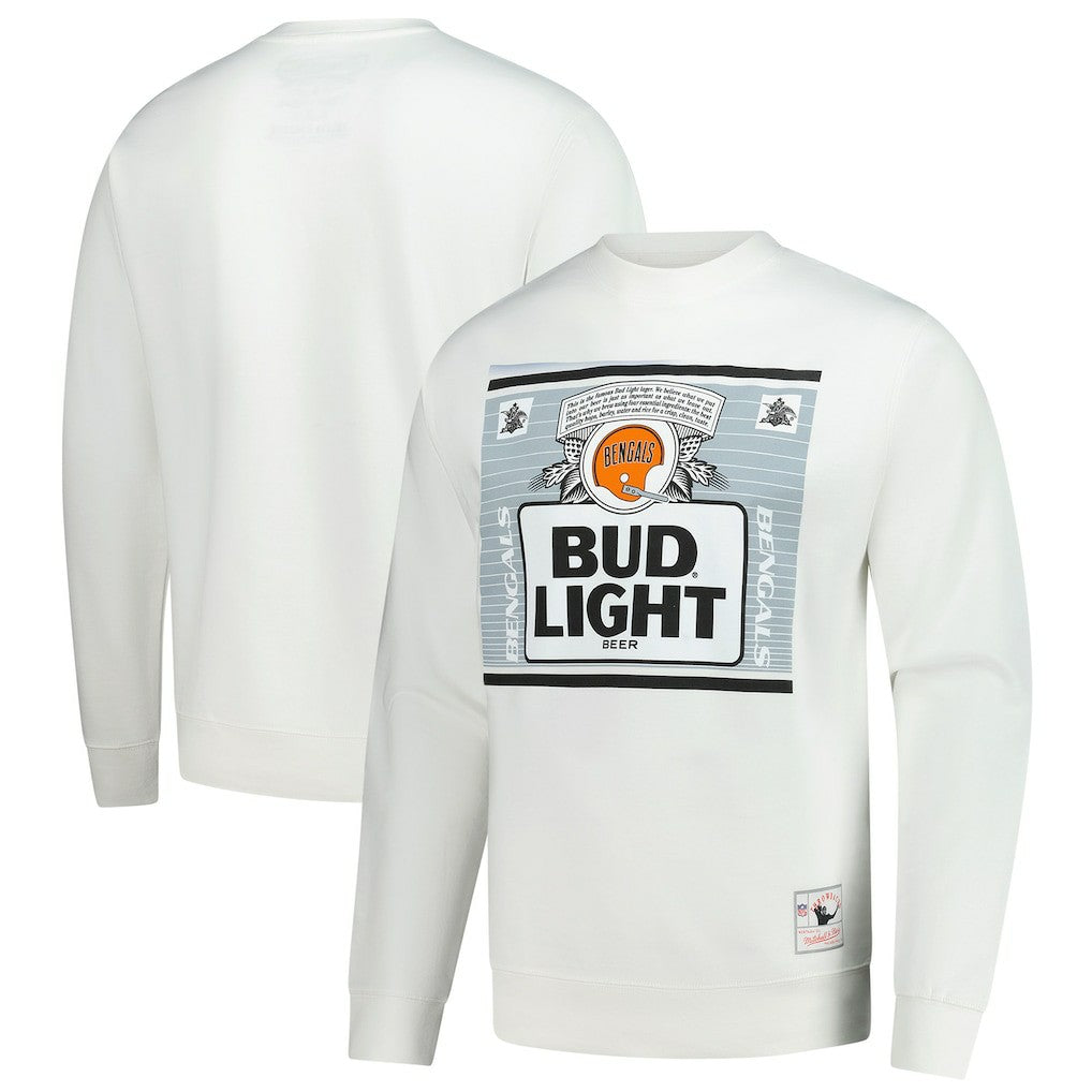 Cincinnati Bengals x Bud Light The Crest Pullover Sweatshirt - White - Mitchell & Ness