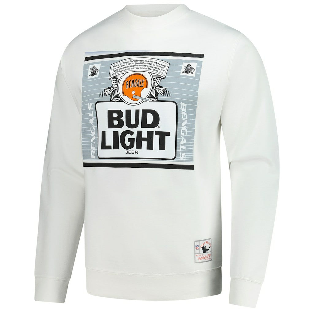 Cincinnati Bengals x Bud Light The Crest Pullover Sweatshirt - White - Mitchell & Ness