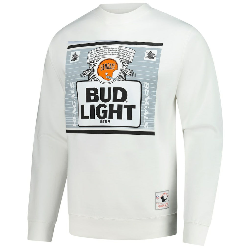 Cincinnati Bengals x Bud Light The Crest Pullover Sweatshirt - White - Mitchell & Ness