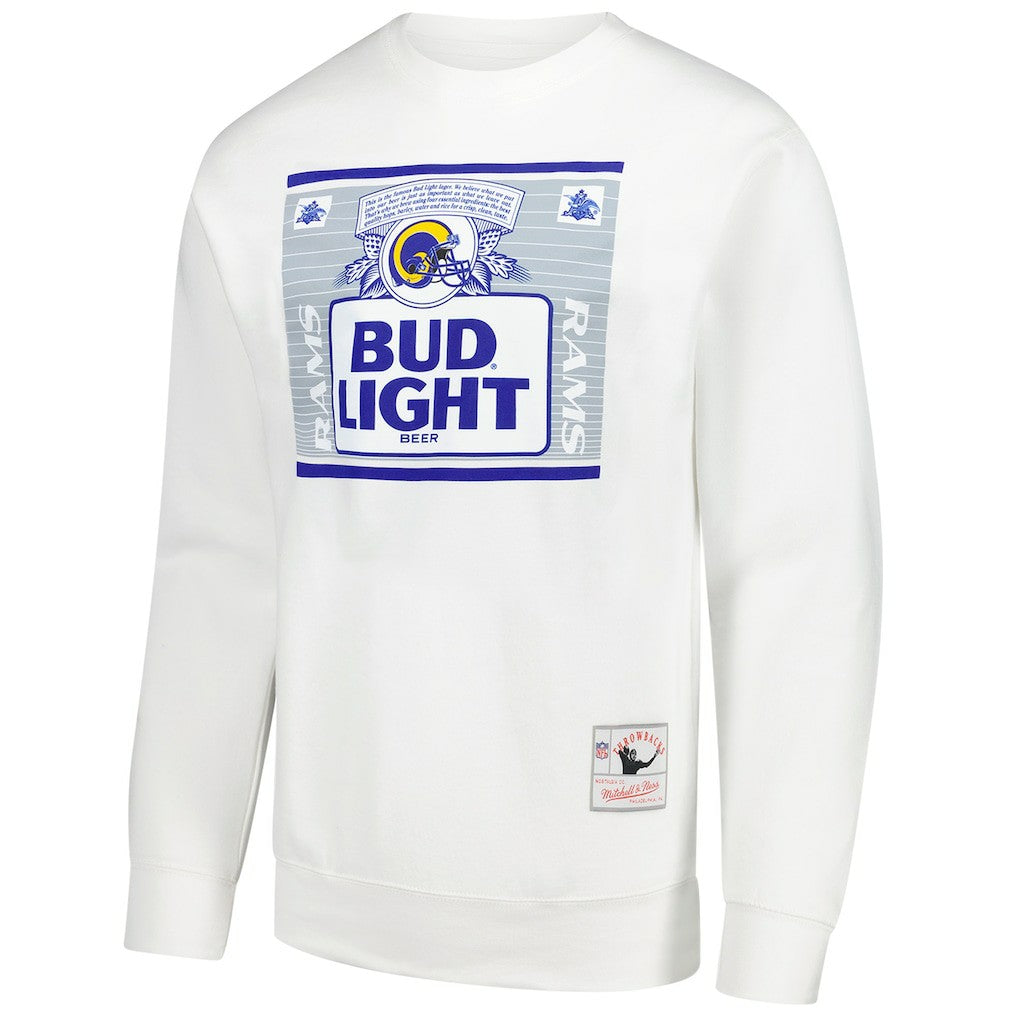 Los Angeles Rams x Bud Light The Crest Pullover Sweatshirt - White - Mitchell & Ness
