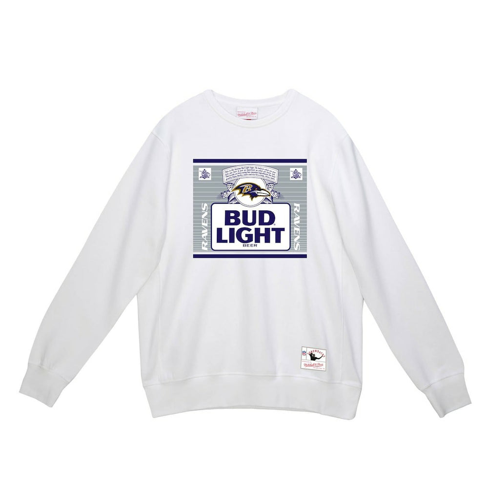 Baltimore Ravens x Bud Light The Crest Pullover Sweatshirt - White - Mitchell & Ness
