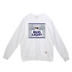 Baltimore Ravens x Bud Light The Crest Pullover Sweatshirt - White - Mitchell & Ness