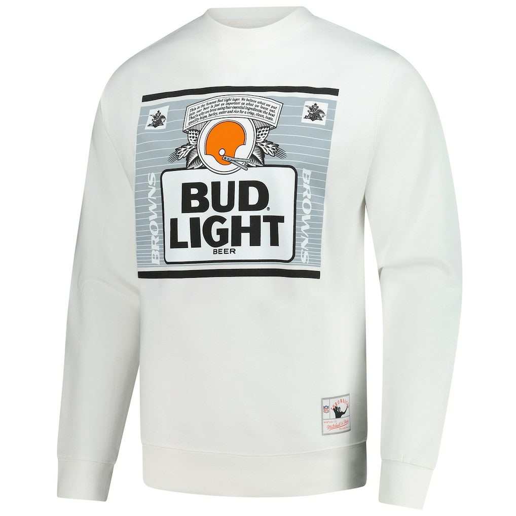 Cleveland Browns x Bud Light The Crest Pullover Sweatshirt - White - Mitchell & Ness