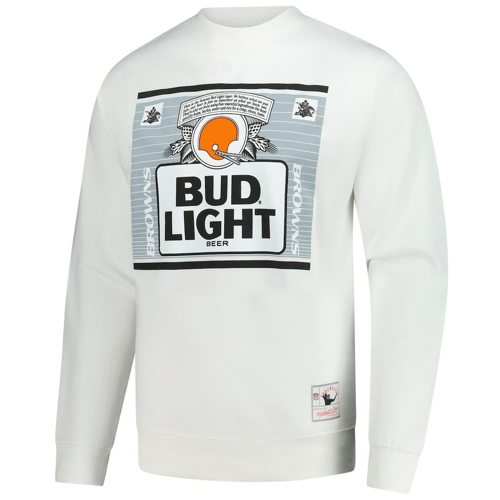 Cleveland Browns x Bud Light The Crest Pullover Sweatshirt - White - Mitchell & Ness