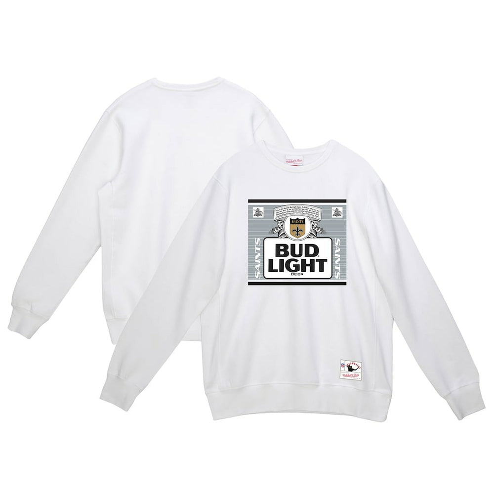 New Orleans Saints x Bud Light The Crest Pullover Sweatshirt - White - Mitchell & Ness