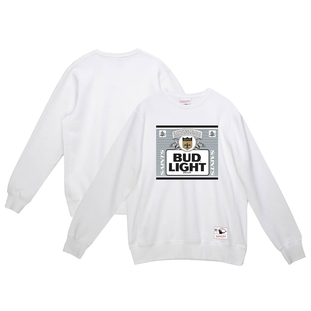 New Orleans Saints x Bud Light The Crest Pullover Sweatshirt - White - Mitchell & Ness