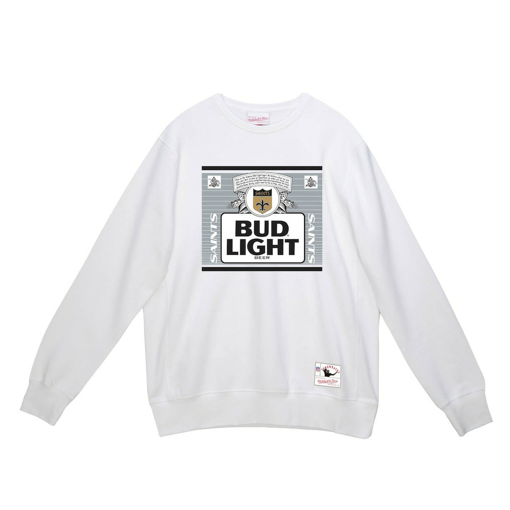 New Orleans Saints x Bud Light The Crest Pullover Sweatshirt - White - Mitchell & Ness
