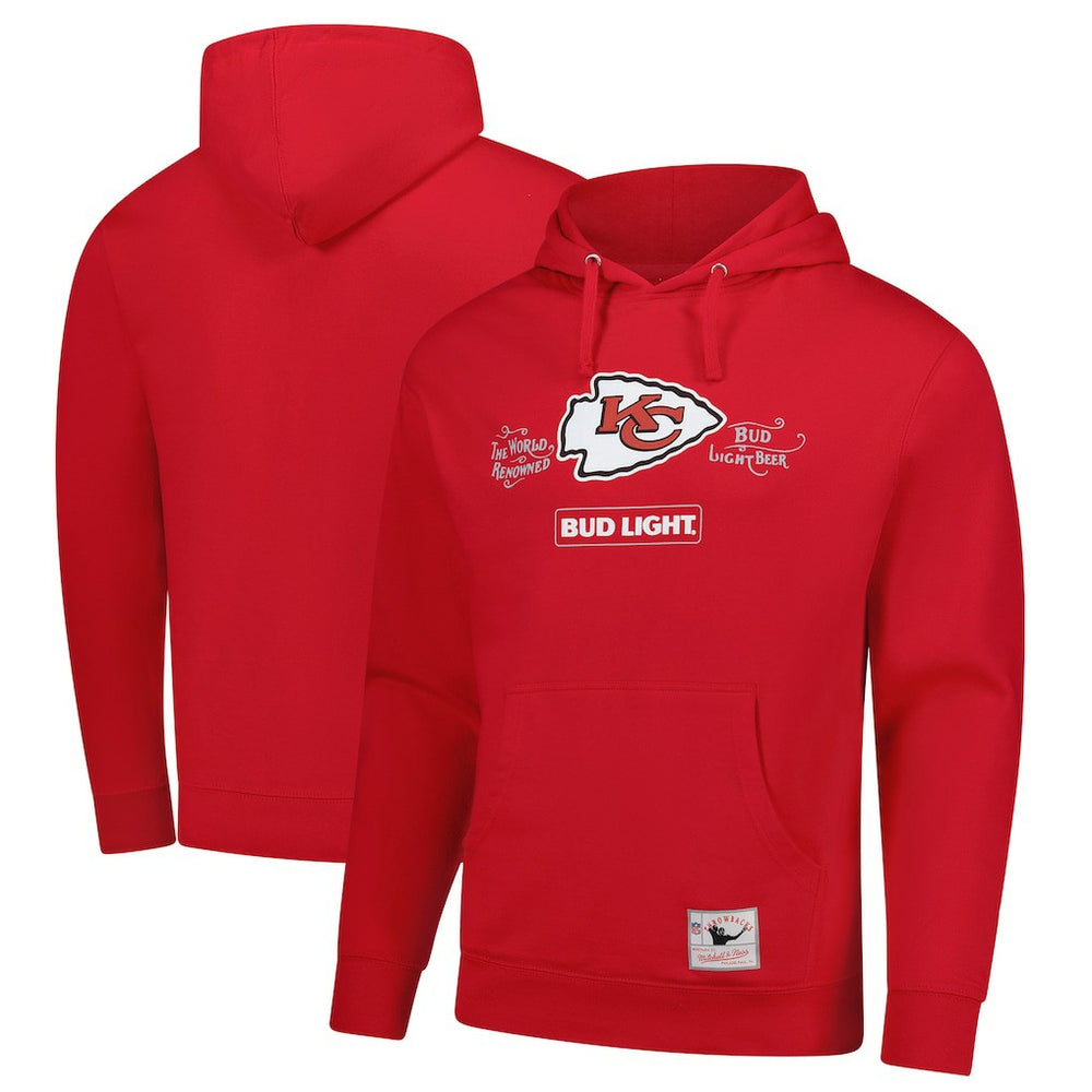Kansas City Chiefs NFL x Bud Light Vintage Pullover Hoodie - Red - Mitchell & Ness