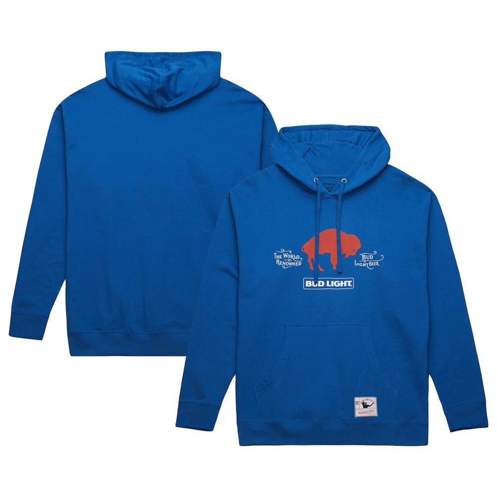 Buffalo Bills NFL x Bud Light Vintage Pullover Hoodie - Royal - Mitchell & Ness