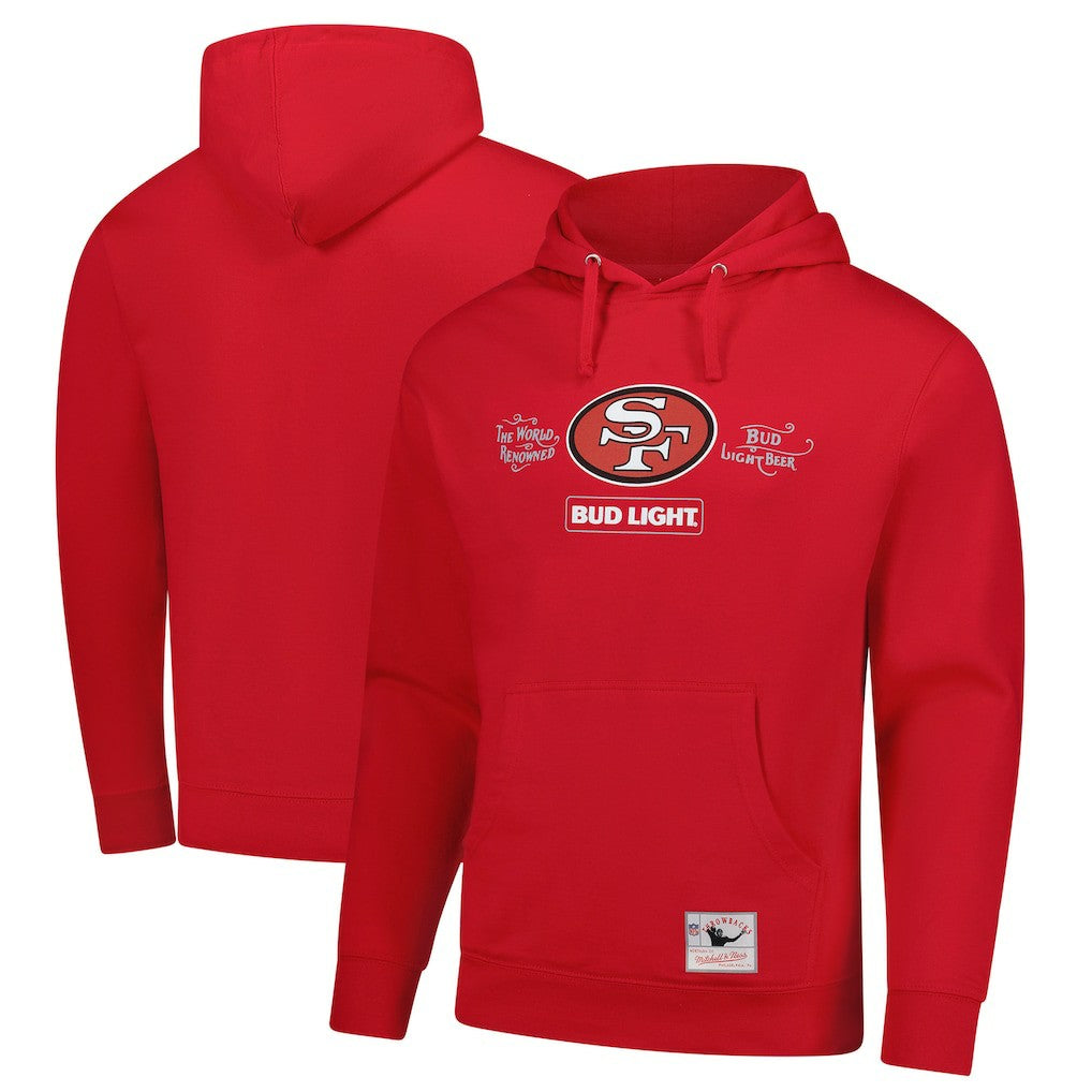 San Francisco 49ers NFL x Bud Light Vintage Pullover Hoodie - Scarlet - Mitchell & Ness