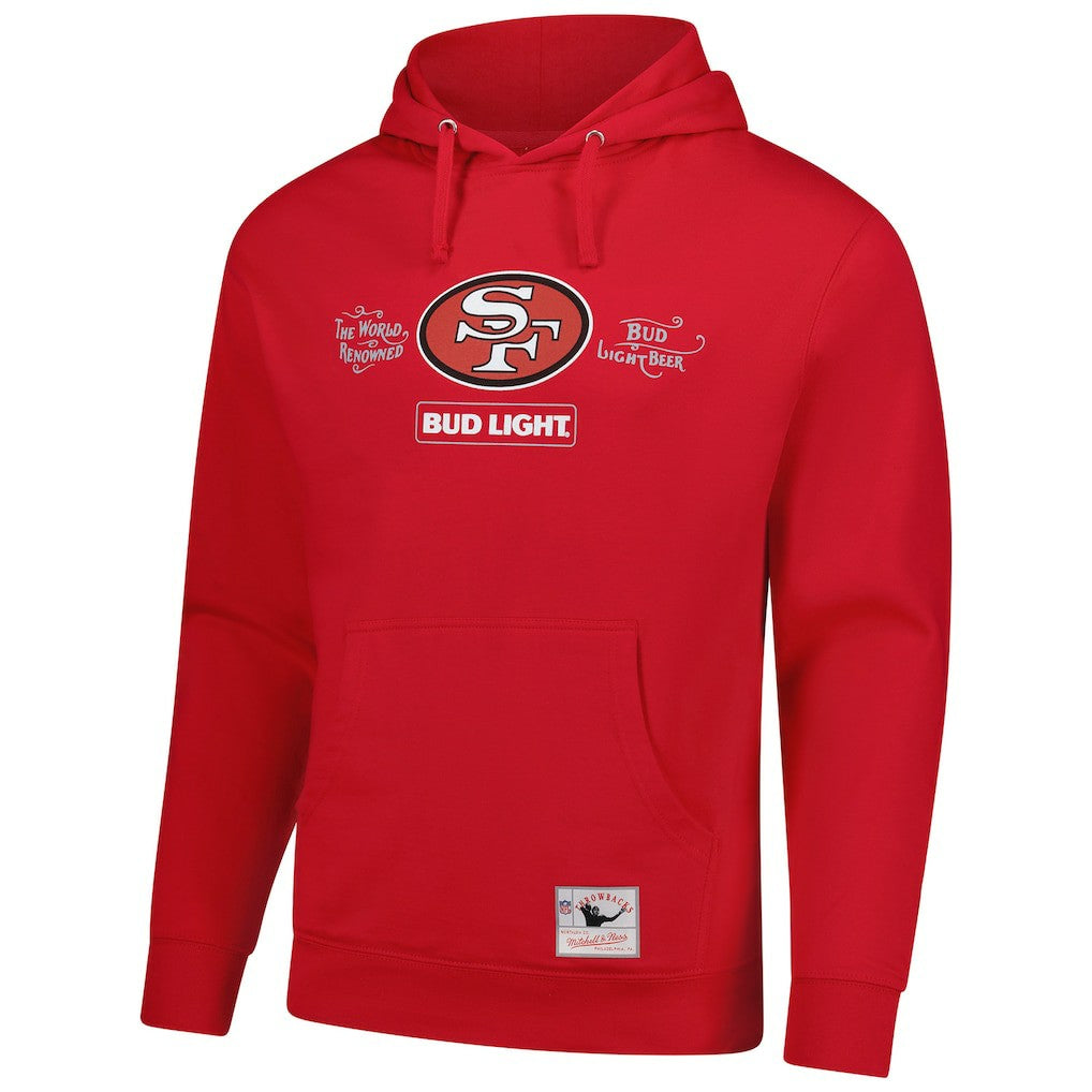 San Francisco 49ers NFL x Bud Light Vintage Pullover Hoodie - Scarlet - Mitchell & Ness