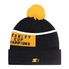 Boston Bruins Starter Chyron Commemorative Cuffed Knit Hat with Pom - Black | NHL online