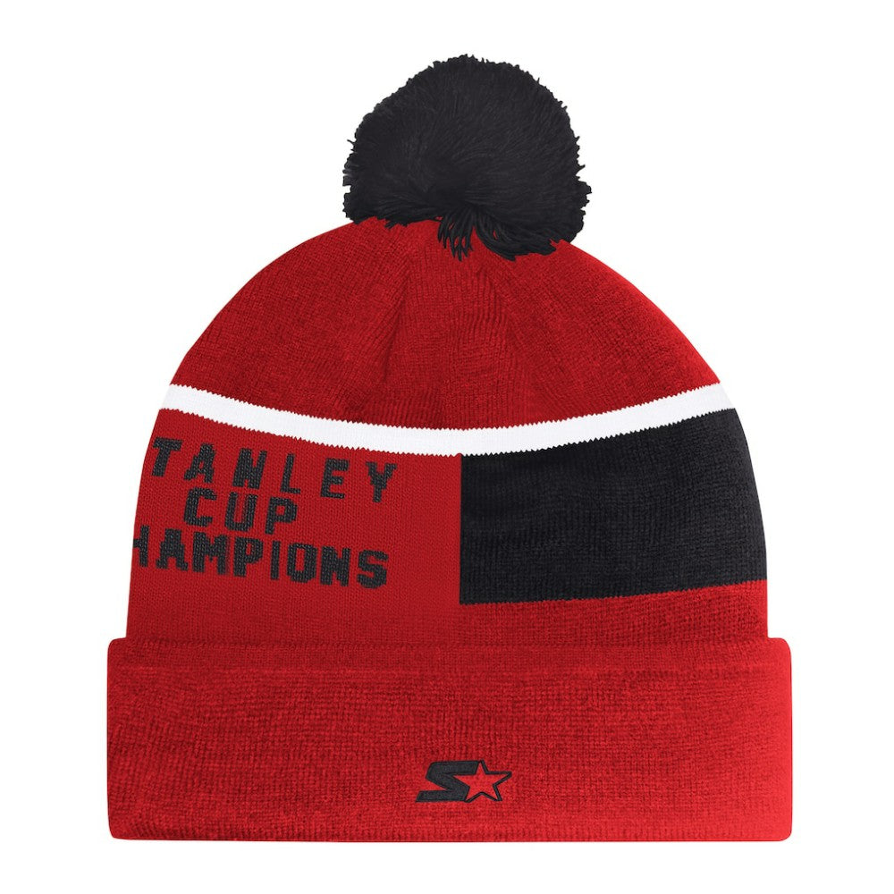 Chicago Blackhawks Starter Chyron Commemorative Cuffed Knit Hat with Pom - Red | NHL sale