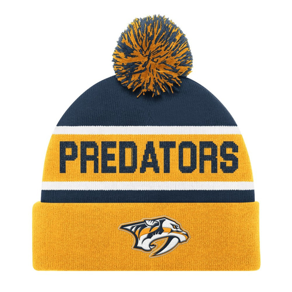 Nashville Predators Starter Cuffed Knit Hat with Pom - Gold | NHL Lifestyle