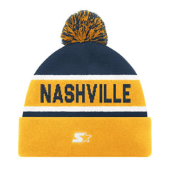 Nashville Predators Starter Cuffed Knit Hat with Pom - Gold | NHL Lifestyle