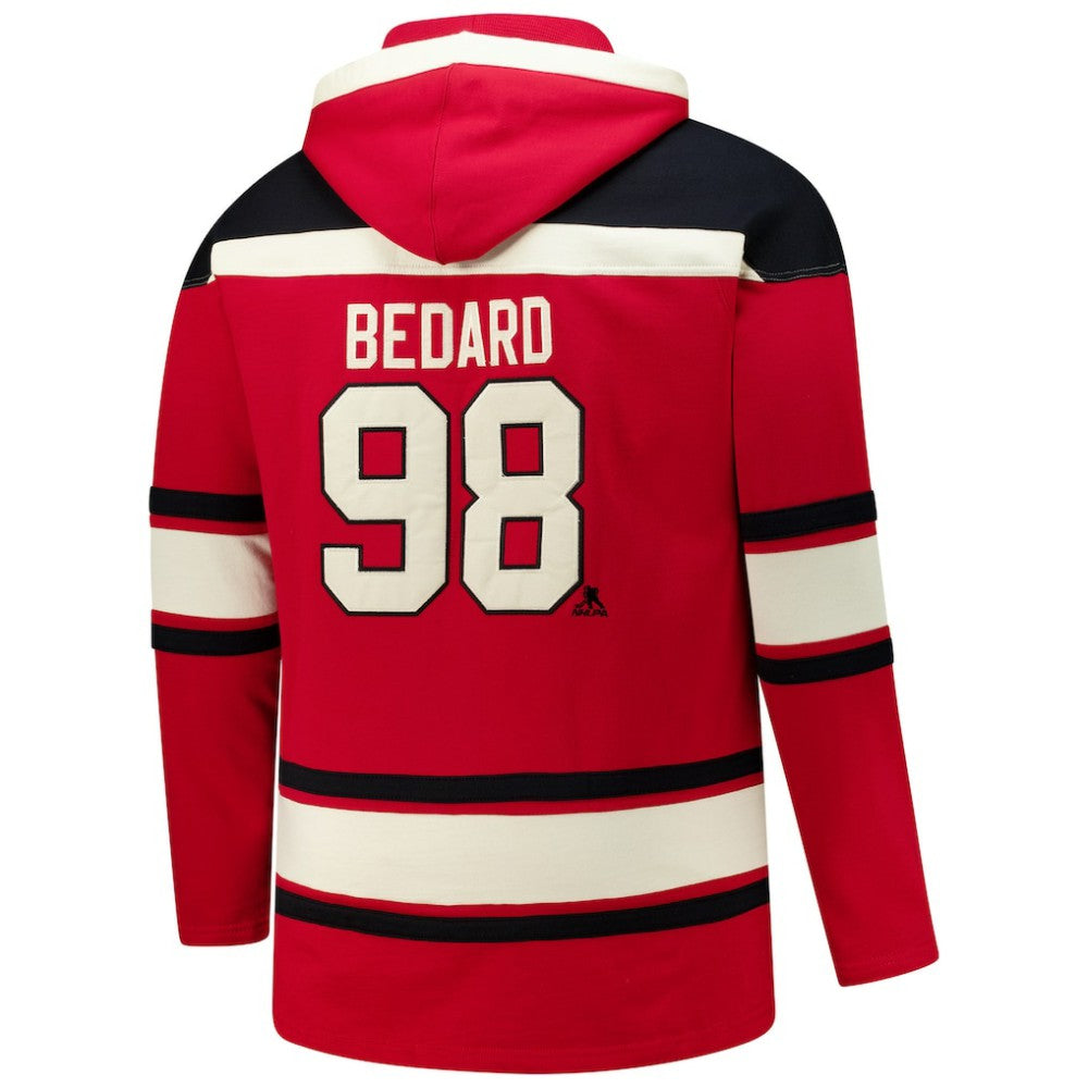 Connor Bedard Chicago Blackhawks '47 Big & Tall Lace-up Pullover Hoodie - Red | 47 brand Clearance