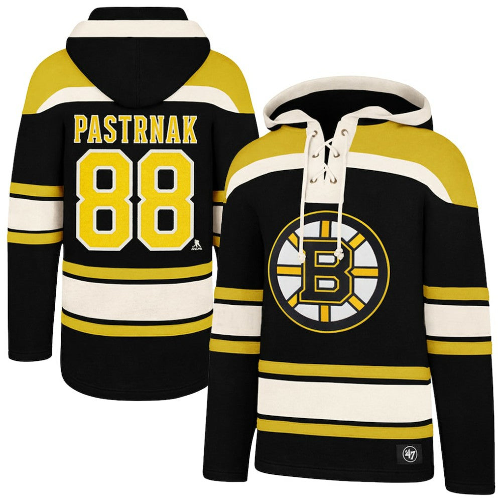 David Pastrnak Boston Bruins '47 Big & Tall Lace-up Pullover Hoodie - Black | 47 brand on sale