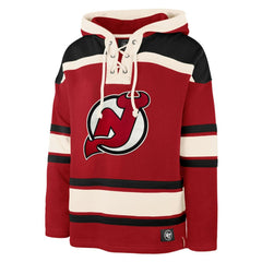 Jack Hughes New Jersey Devils '47 Big & Tall Lace-up Pullover Hoodie - Red | 47 brand near me