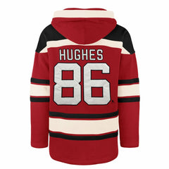 Jack Hughes New Jersey Devils '47 Big & Tall Lace-up Pullover Hoodie - Red | 47 brand near me