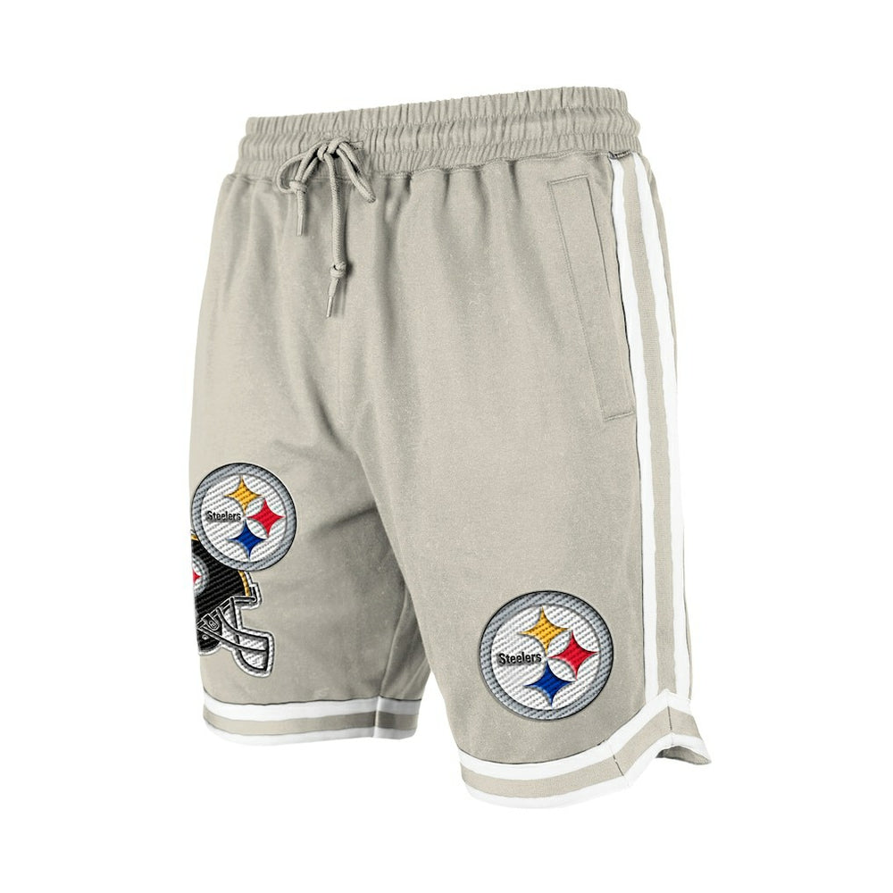 Pittsburgh Steelers New Era Stone Multi Patch Shorts - Light Beige - NFL