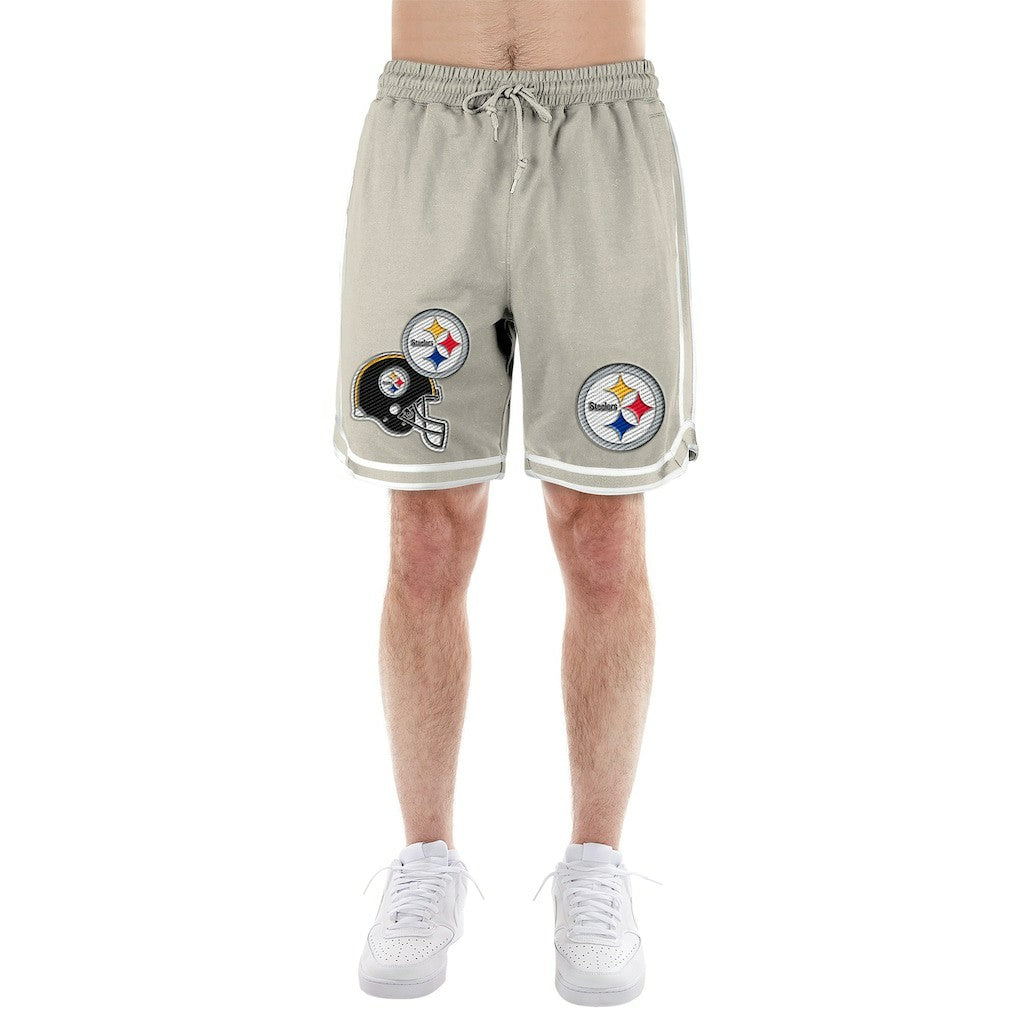 Pittsburgh Steelers New Era Stone Multi Patch Shorts - Light Beige - NFL