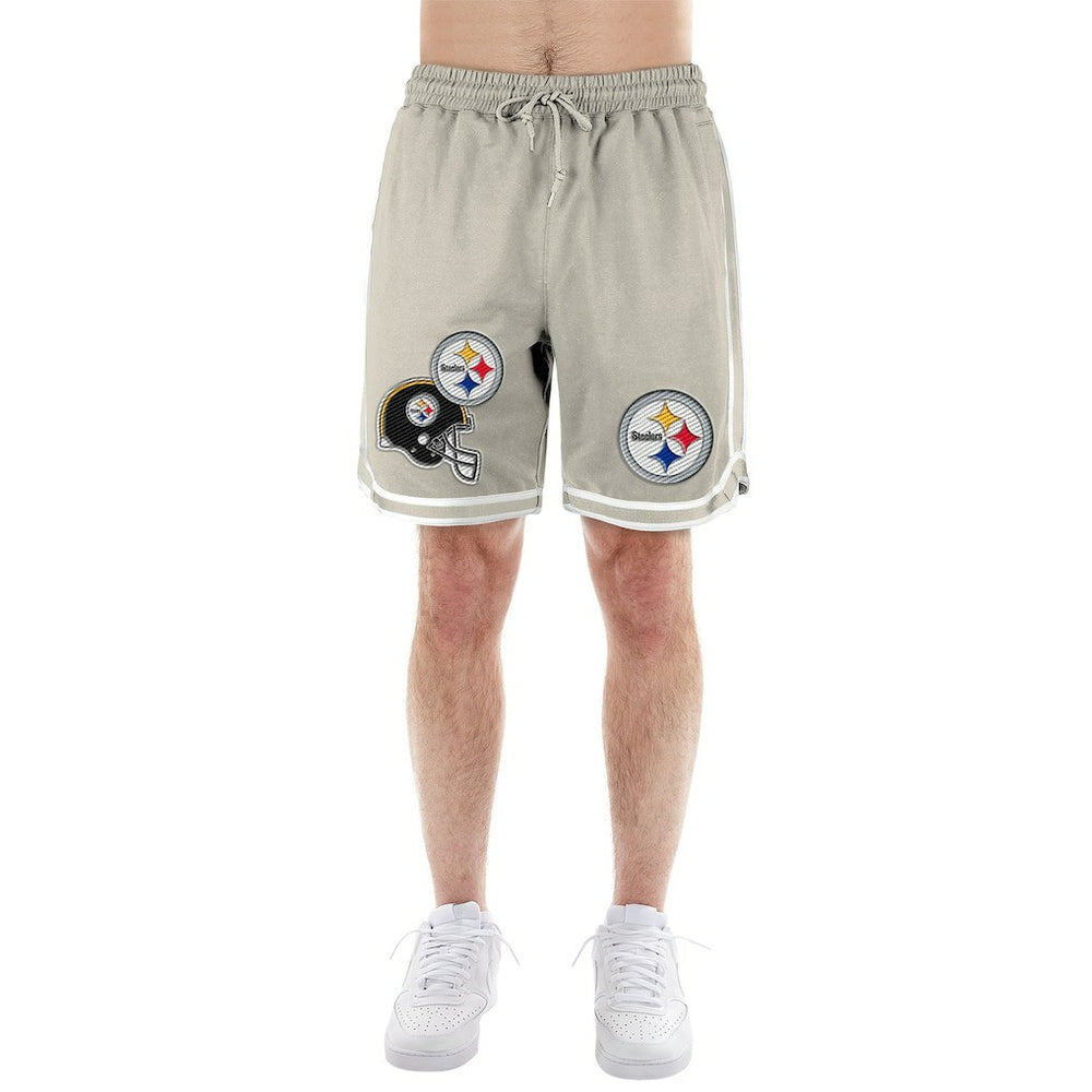 Pittsburgh Steelers New Era Stone Multi Patch Shorts - Light Beige - NFL