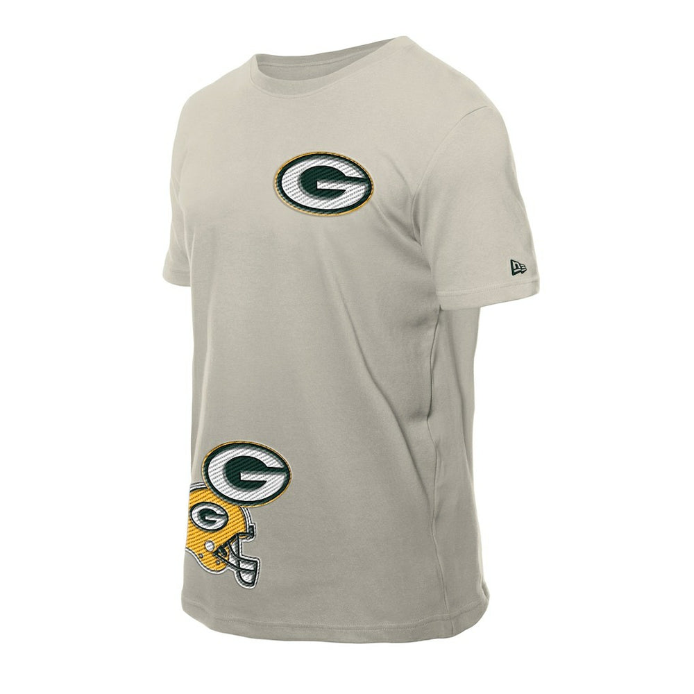 Green Bay Packers New Era Multi Patch T-Shirt - Light Beige - NFL