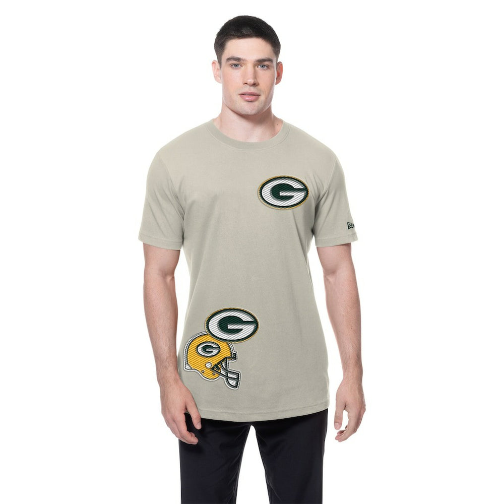 Green Bay Packers New Era Multi Patch T-Shirt - Light Beige - NFL
