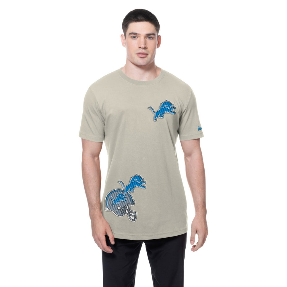 Detroit Lions New Era Multi Patch T-Shirt - Light Beige - NFL