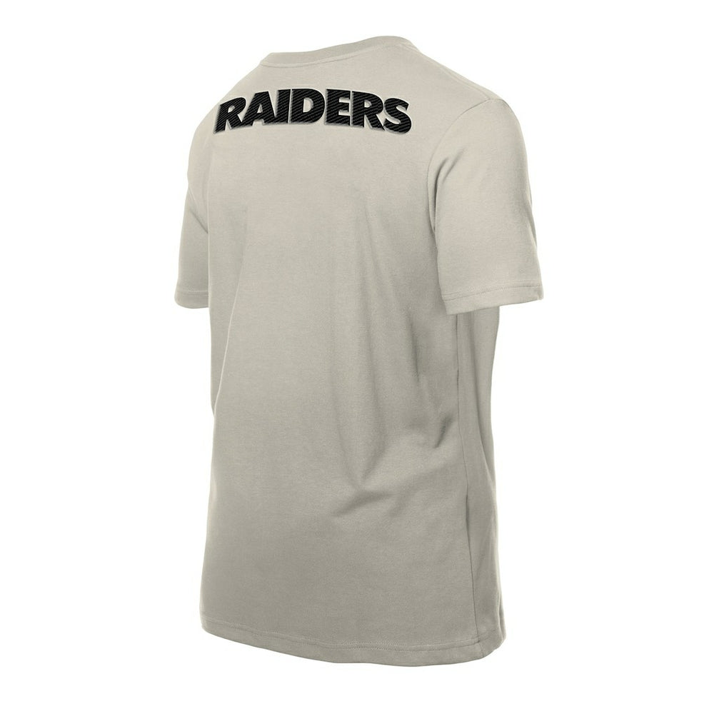 Las Vegas Raiders New Era Multi Patch T-Shirt - Light Beige - NFL
