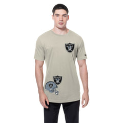 Las Vegas Raiders New Era Multi Patch T-Shirt - Light Beige - NFL