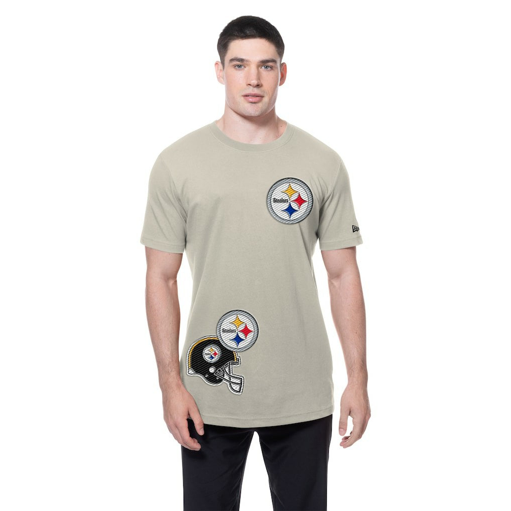 Pittsburgh Steelers New Era Multi Patch T-Shirt - Light Beige - NFL