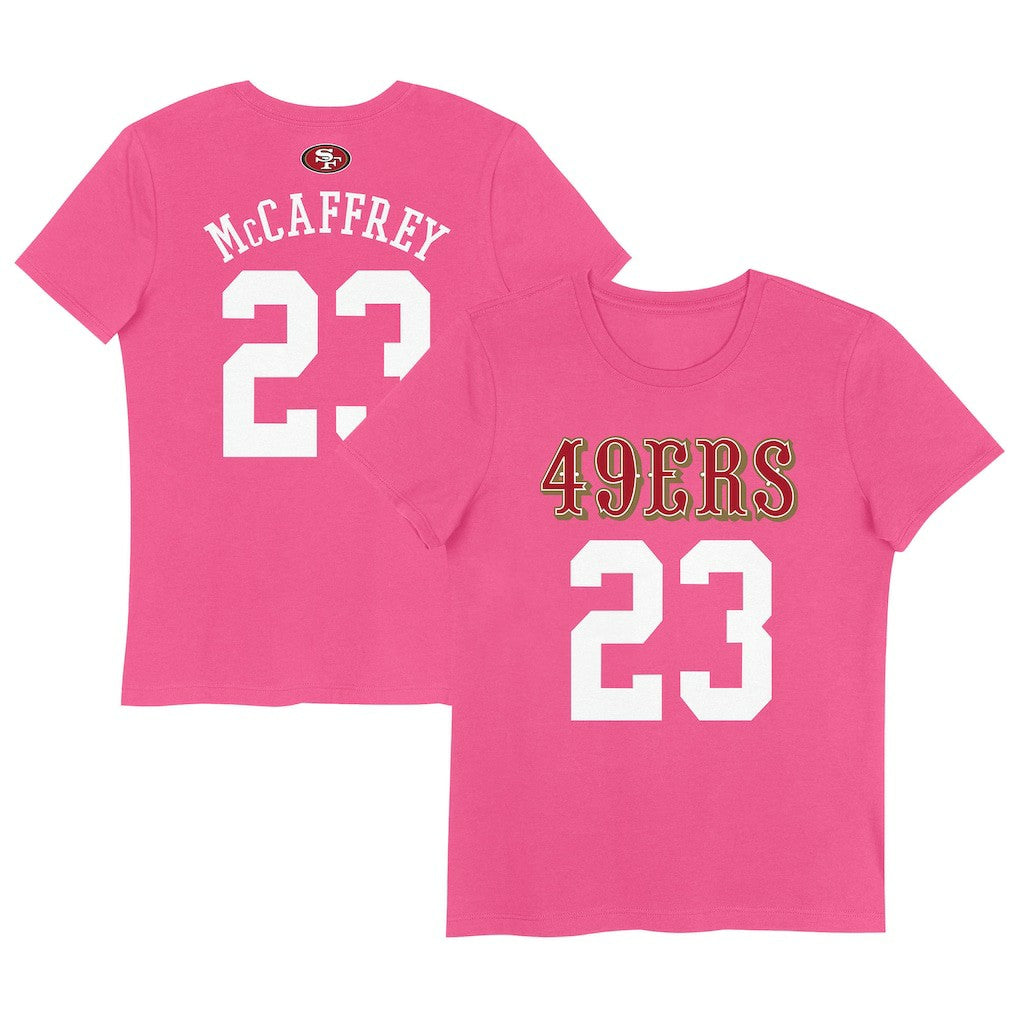Christian McCaffrey San Francisco 49ers Girls Youth Player Name & Number T-Shirt - Pink - NFL