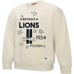 Detroit Lions Women's Shooting Stars Pullover Sweatshirt - Cream - Mitchell & Ness
