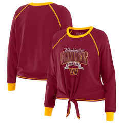 Washington Commanders WEAR by Erin Andrews Women's Plus Size Tie-Front Long Sleeve Top - Burgundy/Gold - NFL