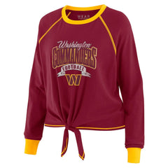 Washington Commanders WEAR by Erin Andrews Women's Plus Size Tie-Front Long Sleeve Top - Burgundy/Gold - NFL