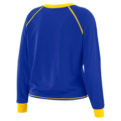 Los Angeles Rams WEAR by Erin Andrews Women's Plus Size Tie-Front Long Sleeve Top - Royal/Gold - NFL