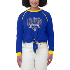 Los Angeles Rams WEAR by Erin Andrews Women's Plus Size Tie-Front Long Sleeve Top - Royal/Gold - NFL