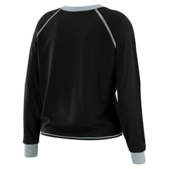 Las Vegas Raiders WEAR by Erin Andrews Women's Plus Size Tie-Front Long Sleeve Top - Black/Gray - NFL