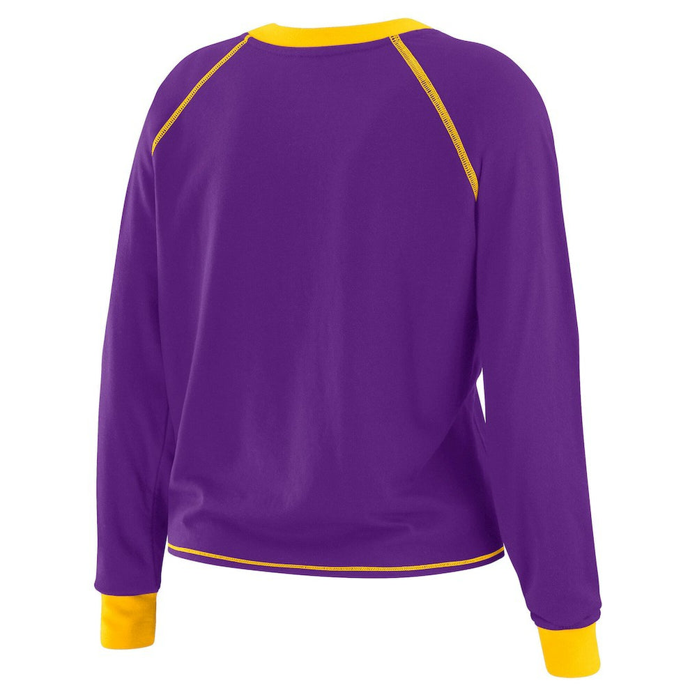 Minnesota Vikings WEAR by Erin Andrews Women's Plus Size Tie-Front Long Sleeve Top - Purple/Yellow - NFL